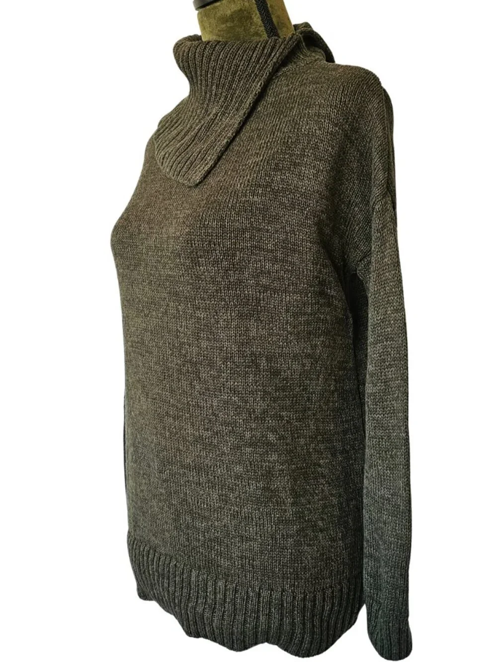 Matty M Assymetric Cowl Neck Sweater, Olive Green, Size S - Picture 3 of 7